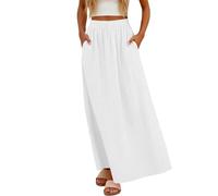 Generisch Falda midi ligera de color liso para mujer 2027 para mayor comodidad, transpirabilidad en la vida cotidiana, elegante ropa de uso diario, Blanco, M