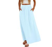 Generisch Falda Midi Ligera Lisa para Mujer 2026 para mayor comodidad, Transpirabilidad en la vida cotidiana - Elegante ropa diaria, azul claro, M