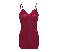 Generisch Falda mujer sin espalda ropa interior agradable para la piel Sexy muñeca grande falda de satén ropa interior hombres sexy conjunto, Vino, S