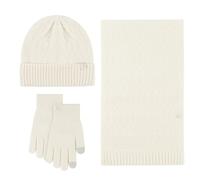 Generisch Falda para mujer, cálido, bonito sombrero de lana, guantes de bufanda de tres invierno, gorra de punto con pantalla, conjuntos de gorros para adolescentes y niñas, Blanco, Talla única