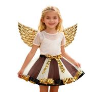 Generisch Falda para niña con parte superior desmontable para fiestas, carnaval, danza, ballet, tutú, disfraz de hadas de varias capas, ideal para playa, escuela, tiempo libre, marrón, 2-4 años