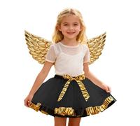 Generisch Falda para niña con parte superior desmontable para fiestas, carnaval, danza, ballet, tutú, disfraz de hadas de varias capas, ideal para playa, escuela, tiempo libre, Negro , 2-4 años