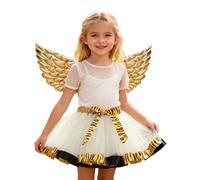 Generisch Falda para niña con parte superior desmontable para fiestas, carnaval, danza, ballet, tutú, disfraz de hadas de varias capas, ideal para playa, escuela, tiempo libre, Blanco, 6-8 años