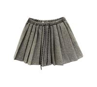 Generisch Falda plisada brillante para niña con cordón y cintura elástica, minifalda de lentejuelas brillante para otoño e invierno, cómoda para uso diario, gris, 15-16 años