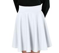 Generisch Falda plisada informal de estilo corto con material sólido de diseño de media falda de sol, Blanco, S