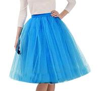 Generisch Falda plisada tutú de alta calidad para mujeres adultas con altura de rodilla estilo de baile, azul celeste, Talla única