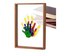 Generisch Family Handprint Kit, Memory Keepsake Craft, Wooden Frame Display, Portable Transparent Sheet Design, Paint, Perfect for New Parent After Birth Home