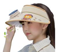 Generisch Fan Hat, UPF50 Adjustable Sun Visor with Built-In Cooling Fan Empty Top UV Protection Headwear for Children Aged 3-12 Outdoor Travel Sports Cycling Playground Adventures