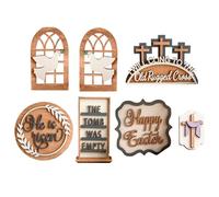 Generisch Farmhouse - Figura decorativa de Pascua con forma de estatua de Pascua rústica, letreros y placas activas, figuras coleccionables para paredes, ventanas, puertas, árboles