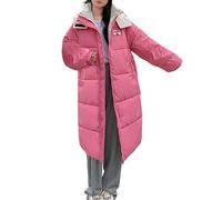 Generisch Fashion Cotton Padded Mid Length Korean Version Of Winter 2024 New Loose Thick Warm Coat Over The Knee Loose Cotton Padded Woman Chaqueta acolchada ultraligera para mujer, Rosa intenso., L