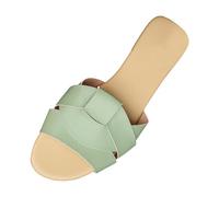 Generisch Felpa zapatillas de mujer Europa y Estados Unidos Comercio Exterior de gran tamaño zapatos de las mujeres planas zapatillas de uso diario modelos planos con goma, verde, 40 EU