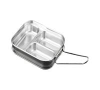 Generisch Fiambrera de acero inoxidable, fiambrera de acero inoxidable, doble capa con 3 compartimentos, caja de almacenamiento de alimentos de gran capacidad, tapa a prueba de fugas para campamento