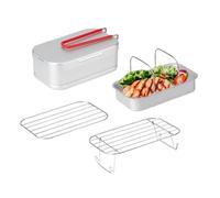 Generisch Fiambrera de metal - Fiambrera de metal | Caja de metal | Fiambrera multifunción de aluminio | Fiambrera con asa | Fiambrera con asa | Vaporera, Fiambrera de camping con H plegable