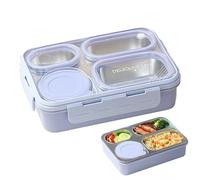 Generisch Fiambreras de acero inoxidable - Contenedor de 4 compartimentos con protección contra fugas de acero inoxidable - Fiambrera para niños pequeños - para oficina y picnic y escuela, viajes al