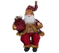 Generisch Figura de Papá Noel - Sentado Navidad decoración | Peluche Santa Claus en Rojo y Rojo Vino | Figura Decorativa para salón, Dormitorio, Oficina, escaparate y Fiesta de Navidad