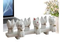 Generisch Figuras de Gato,Lindo Gatito de Madera Decoración - Colgante de Gato con Campana,Para el Hogar Estudio Armario Oficina Escritorio Navidad Cumpleaños