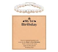 Generisch First Birthday Pearl Bracelet For 1 Year Old Granddaughter Niece Happy 1st Birthday Jewelry Wonderful 1st Birthday Adjustable Bracelet for Segeltau Armband, talla única, Resina, Sin gemas
