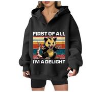 Generisch First of All I'm A Hoodie Sweatshirt für Women Stylish Printed Pullover mit Coral String Casual und Comfortable Fashion, Negro , XL