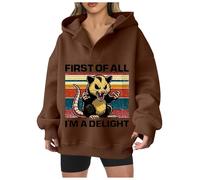 Generisch First of All I'm A Hoodie Sweatshirt für Women Stylish Printed Pullover mit Coral String Casual und Comfortable Fashion, marrón, XL