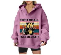 Generisch First of All I'm A Hoodie Sweatshirt für Women Stylish Printed Pullover mit Coral String Casual und Comfortable Fashion, Rosa., XXL