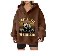 Generisch First of All I'm A - Sudadera con capucha para mujer, estilo informal, con bolsillo, marrón, XL