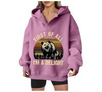 Generisch First of All I'm A - Sudadera con capucha para mujer, estilo informal, con bolsillo, Rosa., L