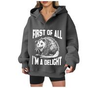 Generisch First of All I'm A - Sudadera con capucha para mujer, gris oscuro, XL
