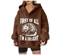 Generisch First of All I'm A - Sudadera con capucha para mujer, marrón, L