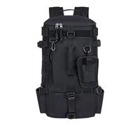 Generisch Fischer - Mochila organizada Oxford multifunción con múltiples bolsillos, de con soporte para cañas de pescar para al aire libre, camping, escuela, deportes, viajes, Negro