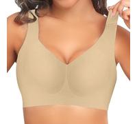 Generisch Fitness Set Mujer Mujer Sujetador Deportivo Sexy Encaje Front Buckle Yoga BH Plus Size Entrenamiento Sujetador de Fuerza, beige, L