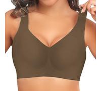 Generisch Fitness Set Mujer Mujer Sujetador Deportivo Sexy Encaje Front Buckle Yoga BH Plus Size Entrenamiento Sujetador de Fuerza, café, XL