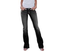 Generisch Flared Bootcut Hose Hüftjeans Damen Damen Skinny Jeans, High-Waist Push-Up Jeanshose, Schlaghose Lang, Stretch Elegant Weites Bein Denim Hose Schlagjeans in Stretch Slim Fit Damenjeans, gris