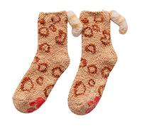 Generisch Fleece Comfy Socks Home Damen Warm Fuzzy Soft Winter Thick Slipper Cartoon Socken, a, Talla única