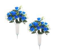 Generisch Flores de cementerio - Ramo artificial realista como decoración | Flores de cementerio para el jarrón de tumba para decoración, para terraza, domingo de muerte, funeral, césped