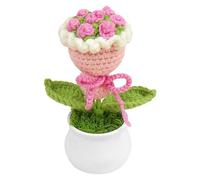 Generisch Flores de ganchillo, flores de ganchillo, ramo de flores hechas a mano, flores de escritorio en maceta, planta de ganchillo de punto colorida, planta de ganchillo para mujer, decoración para