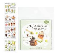 Generisch Food Stickers Set, Cute Scrapbooking Labels, 3.14×3.14×0.11inch Fun Food Theme Decals with Strong Adhesive Design, Sturdy Paper Craft Material, Creative Style Stickers for Notebook Use