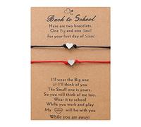Generisch Frases Charms Perlas Clásico Pulsera Conjunto 2 día regreso a la escuela pulseras mamá y yo pulseras madre hija niños 4 y pareja elección en anillos, talla única, CCB