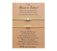 Generisch Frases Charms Perlas Clásico Pulsera Conjunto 2 día regreso a la escuela pulseras mamá y yo pulseras madre hija niños 4 y pareja elección en anillos, talla única, CCB