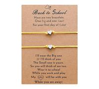 Generisch Frases Charms Perlas Clásico Pulsera Conjunto 2 día regreso a la escuela pulseras mamá y yo pulseras madre hija niños 4 y pareja elección en anillos, talla única, CCB