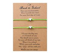 Generisch Frases Charms Perlas Clásico Pulsera Conjunto 2 día regreso a la escuela pulseras mamá y yo pulseras madre hija niños 4 y pareja elección en anillos, talla única, CCB