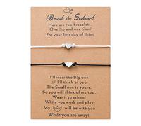 Generisch Frases Charms Perlas Clásico Pulsera Conjunto 2 día regreso a la escuela pulseras mamá y yo pulseras madre hija niños 4 y pareja elección en anillos, talla única, CCB