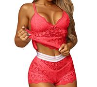 Generisch Frauen Mode Print Mesh Dessous Dessous DREI Stücke Shorts Set Sexy Unterwäsche (RD1, XXXXXL)