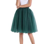 Generisch Frauen Tüllröcke Knielanger Langer Tutu für Erwachsene, geschichtet, kurzer Abschlussball, Party, Midirock (Army Green, XXL)