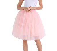 Generisch Frauen Tüllröcke Knielanger Langer Tutu für Erwachsene, geschichtet, kurzer Abschlussball, Party, Midirock (Rose Gold, M)
