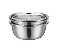 Generisch Fregadero de acero inoxidable - Cuenco de 26 cm de profundidad, colador de acero inoxidable, herramienta de multiusos para triturar | Útil fregadero de cocina para arroz, ensalada