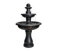 Generisch Fuente de hormigón de diseño moderno para jardín, 115 cm de altura con bomba eléctrica, robusta fuente de agua para exteriores, resistente a la intemperie, decoración de terraza