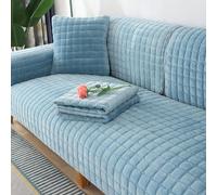 Generisch Funda de Terciopelo for sofá 1/2/3/4 plazas, Antideslizante for esquinero en Forma L/U, Protectora Suave for Perros y Gatos(Light Blue,90x160cm)
