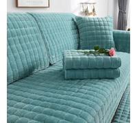 Generisch Funda de Terciopelo for sofá 1/2/3/4 plazas, Antideslizante for esquinero en Forma L/U, Protectora Suave for Perros y Gatos(Verde,70x180cm)