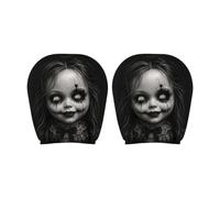 Generisch Funda para reposacabezas terrorista, espeluznante, decoración de Halloween, 2 unidades, funda para reposacabezas de coche, protección terrorífica, festival, suave, protector de asiento de