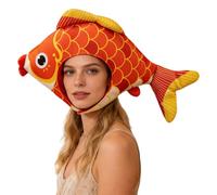 Generisch Funny Plush Hat, Fish Novelty Cap, Soft Costume Hat With Playful Shape, Soft Fabric Build, Party Cosplay Accessory With Cartoon Style, Photography Props For Carnival And Club